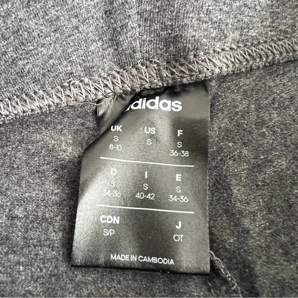 Adidas Essentials Linear Legging Heather Charcoal Gray Lavender Logo FM6689